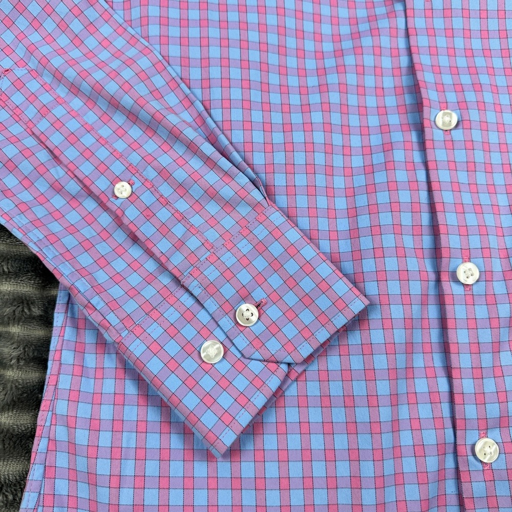 Bonobos Jetsetter Slim Fit Shirt Mens XS Pink Blue Check Stretch Long Sleeve - Picture 2 of 10